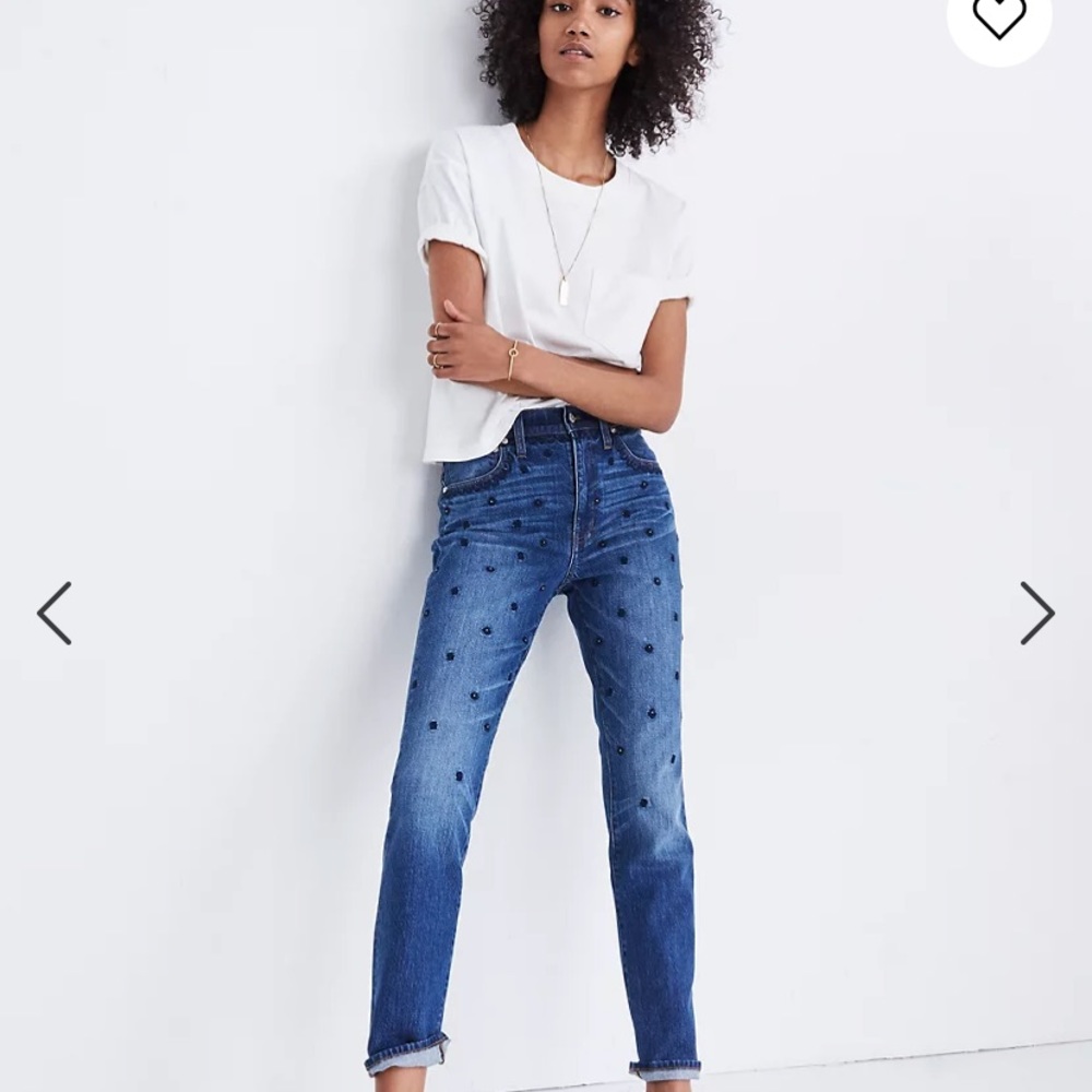 EUC Madewell High Rise Slim Boyjean Beaded Edition Size 25